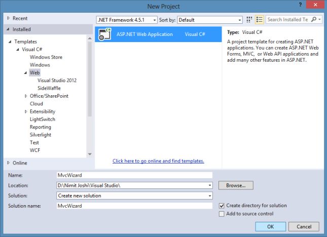 Create ASP.NET Web Application